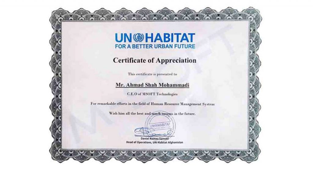 Certificate From UN-HABITAT